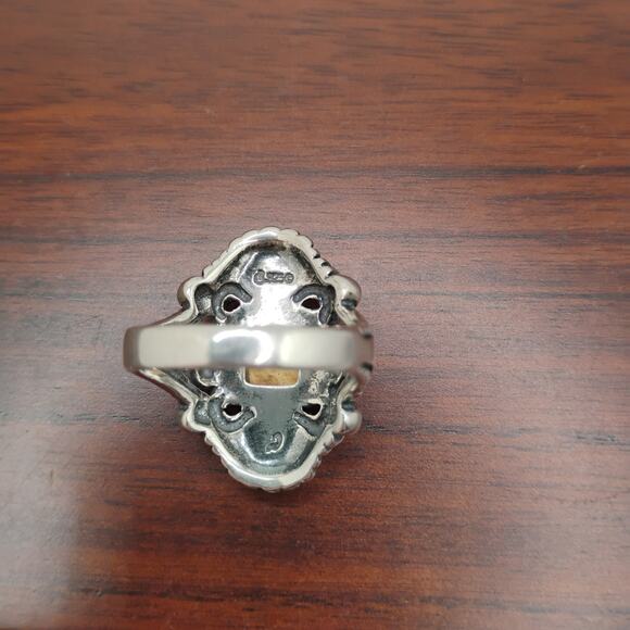 Carolyn Pollock Relios Yellow Jasper and Smoky Quartz Ring Sz 10 - Picture 6 of 9